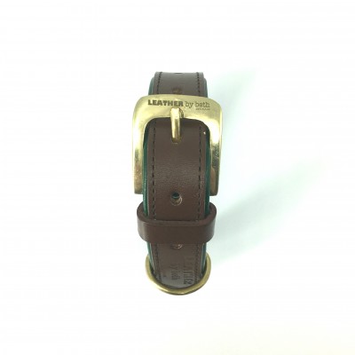 Citywalk Hundehalsband Cognac/Dunkelgrün, dänisches Design