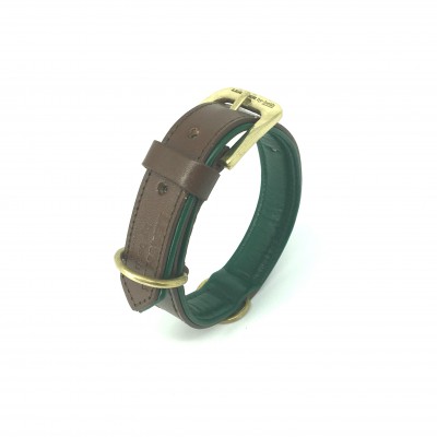 Citywalk Hundehalsband Cognac/Dunkelgrün, dänisches Design