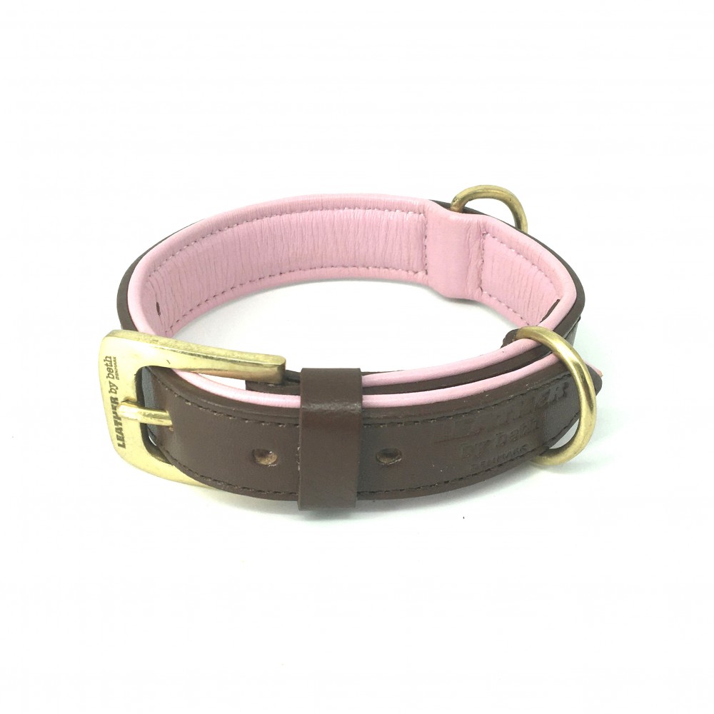 Citywalk dog collar cognac/pink, danish design