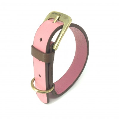 'SMILE AT ME' dog collar pink/brown, danish design