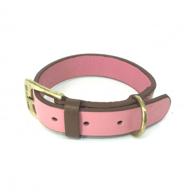 'SMILE AT ME' dog collar pink/brown, danish design
