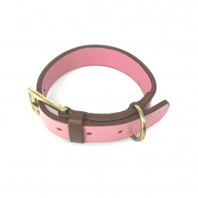 'SMILE AT ME' dog collar pink/brown, danish design