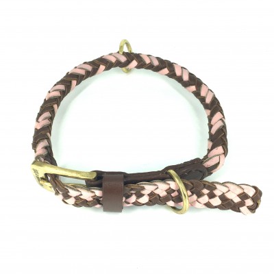 Maxiflet Hundehalsband Cognac/Rosa, dänisches Design