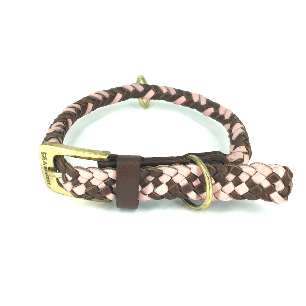 Maxiflet Hundehalsband Cognac/Rosa, dänisches Design