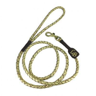 MINIFLET hundeline, guld læder, dansk design