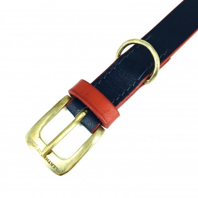 'SMILE AT ME' dog collar darkblue/red, danish design