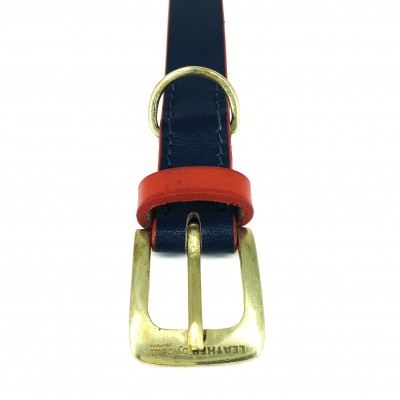 'SMILE AT ME' dog collar darkblue/red, danish design