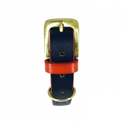 'SMILE AT ME' dog collar darkblue/red, danish design