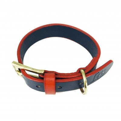 'SMILE AT ME' dog collar darkblue/red, danish design