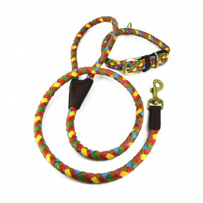 MAXIFLET hundeline, regnbue læder, dansk design