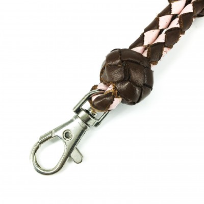Nøglesnor, cognac/lyserød læder, dansk design