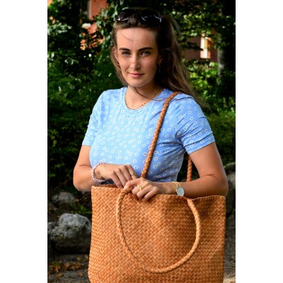 India leather shopper, cognac leather, danish design