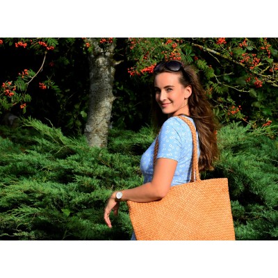 India leather shopper, cognac leather, danish design