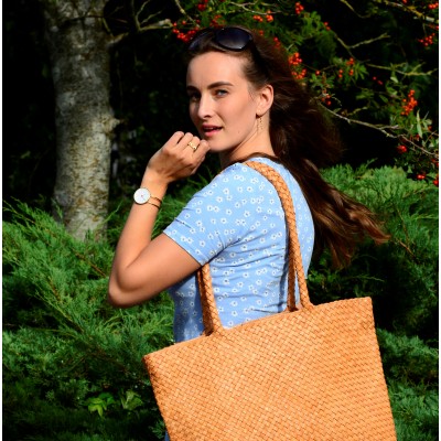 India leather shopper, cognac leather, danish design