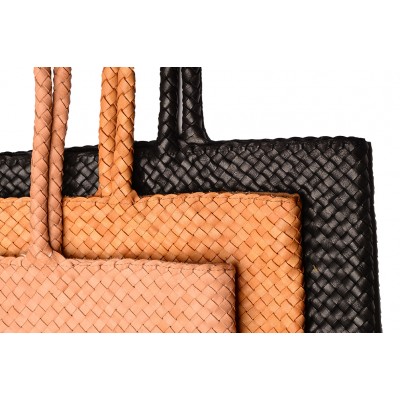 India leather shopper, black leather, danish design
