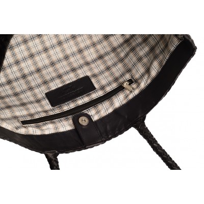 India leather shopper, black leather, danish design