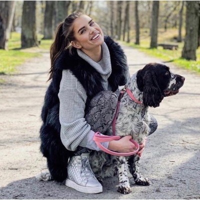 'SMILE AT ME' dog collar pink/brown, danish design