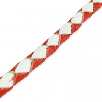 MINIFLET hundeline, rød/hvid læder, dansk design