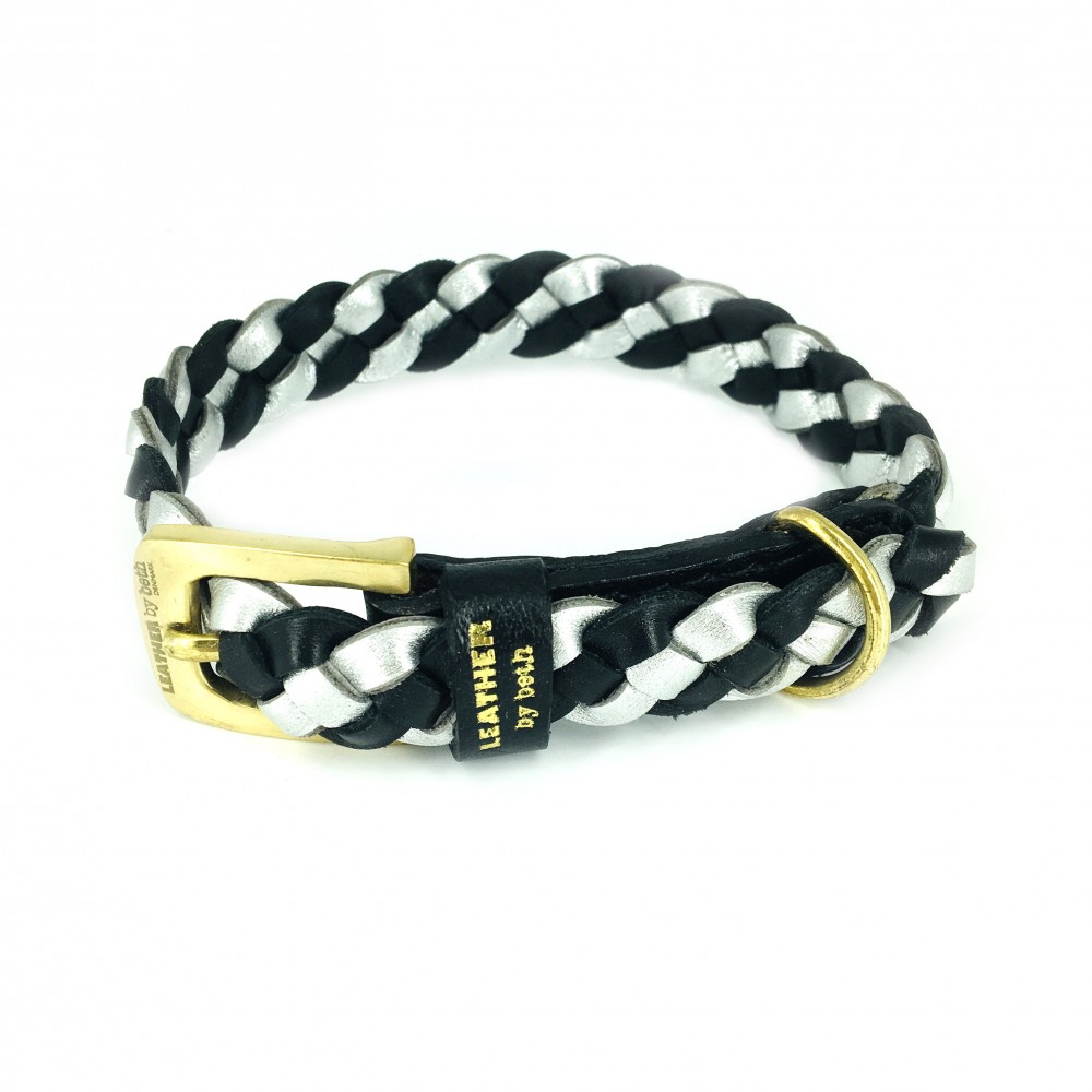 MINIFLET armbånd, sort/sølv læder, dansk design