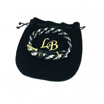 MINIFLET armbånd, sort/sølv læder, dansk design