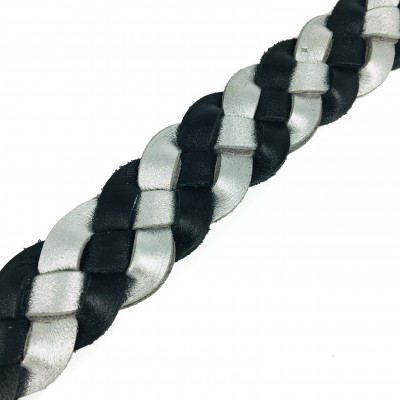 MINIFLET armbånd, sort/sølv læder, dansk design