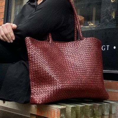 India Leder-Shopper, Kastanie Leder, dänisches Design