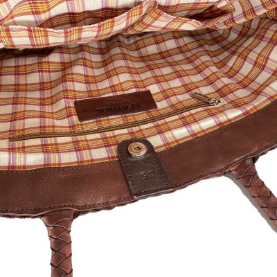 India Leder-Shopper, Kastanie Leder, dänisches Design
