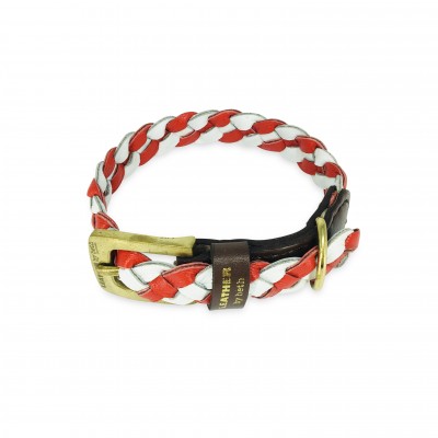 Miniflet dog collar red/white, danish design