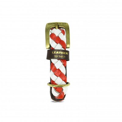 Miniflet dog collar red/white, danish design