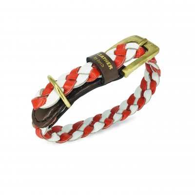 Miniflet dog collar red/white, danish design