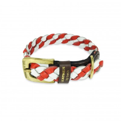 Miniflet dog collar red/white, danish design