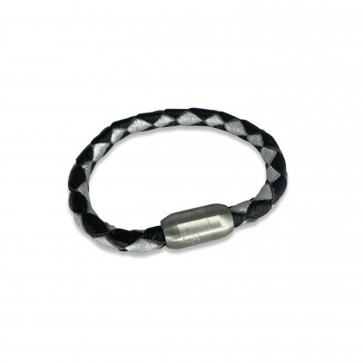 CASUAL armbånd, sort/sølv læder, dansk design