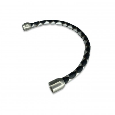 CASUAL armbånd, sort/sølv læder, dansk design