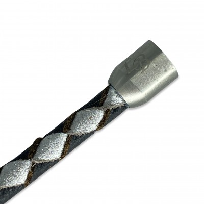CASUAL armbånd, sort/sølv læder, dansk design