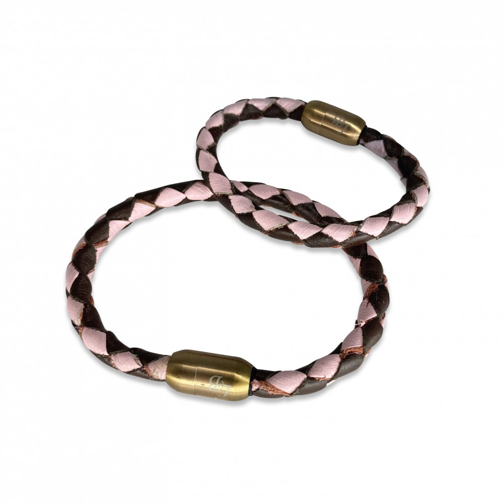 CASUAL armbånd, cognac/lyserød læder, dansk design