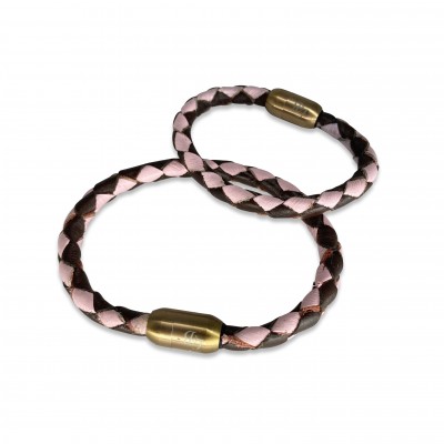 CASUAL armbånd, cognac/lyserød læder, dansk design