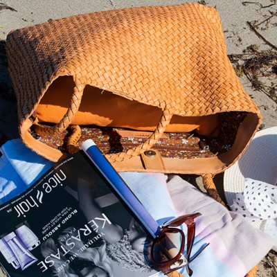 India leather shopper, cognac leather, danish design