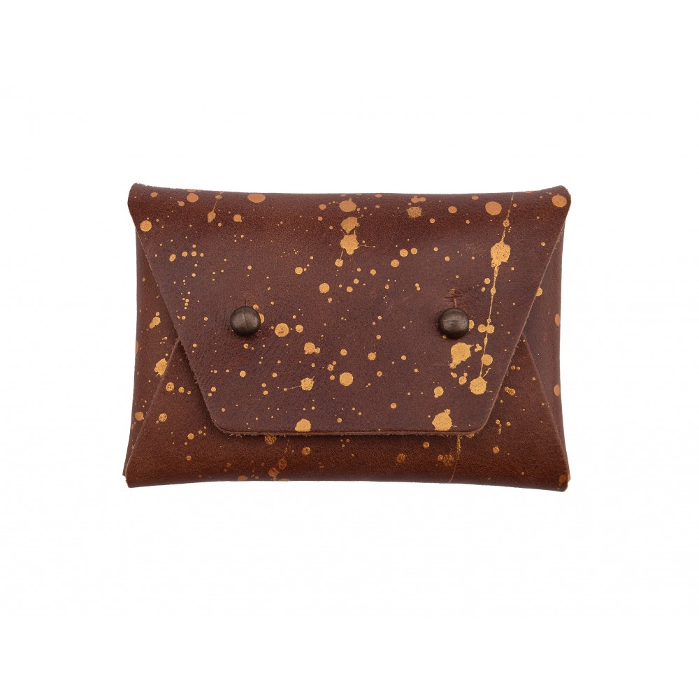 Kartenetui aus Kerne-Leder, Gold Design