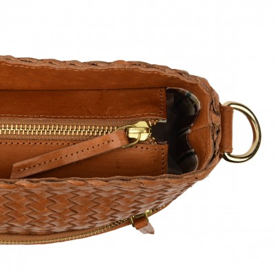 INDIA crossover/crossbody taske, cognac læder