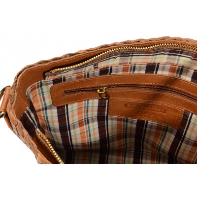 INDIA crossover/crossbody taske, cognac læder