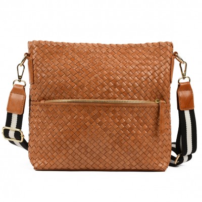 INDIA crossover/crossbody taske, cognac læder
