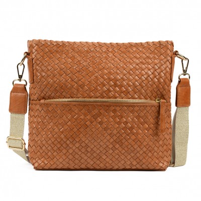 INDIA crossover/crossbody taske, cognac læder