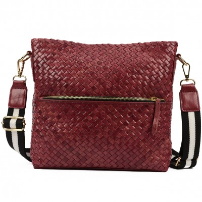 INDIA crossover/crossbody taske, kastanje læder