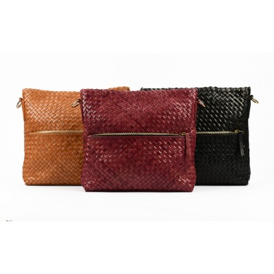 INDIA crossover/crossbody taske, kastanje læder