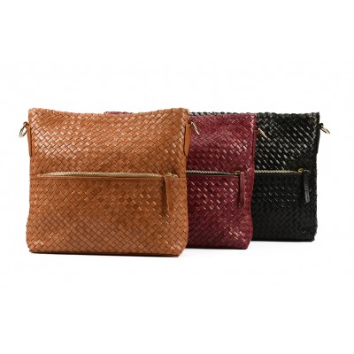 INDIA crossover/crossbody taske, kastanje læder