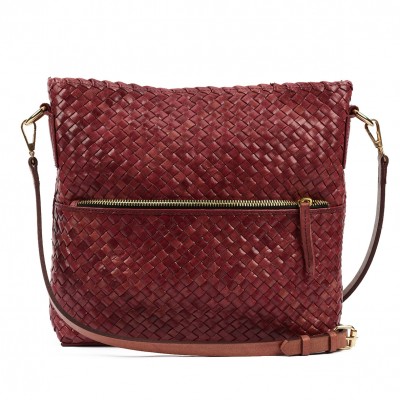INDIA crossover/crossbody taske, kastanje læder