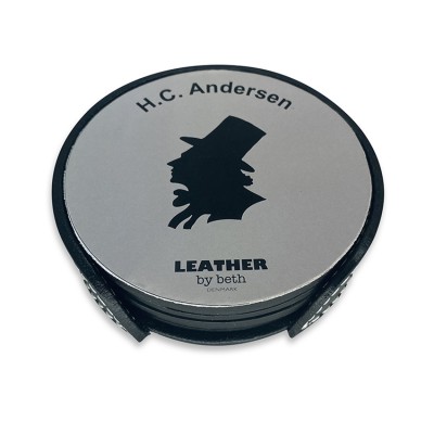 H.C. Andersen coaster, sort læder, dansk design