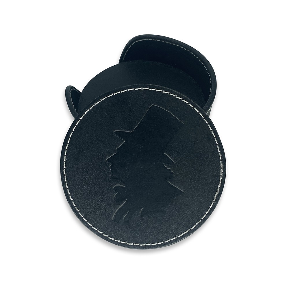 H.C. Andersen coaster, sort læder, dansk design