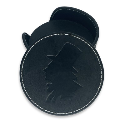 H.C. Andersen coaster, sort læder, dansk design