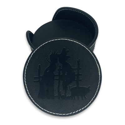 H.C. Andersen coaster, sort læder, dansk design